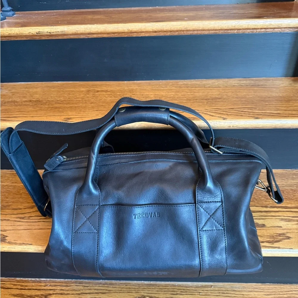 Tecovas Black Leather Duffel Bag
